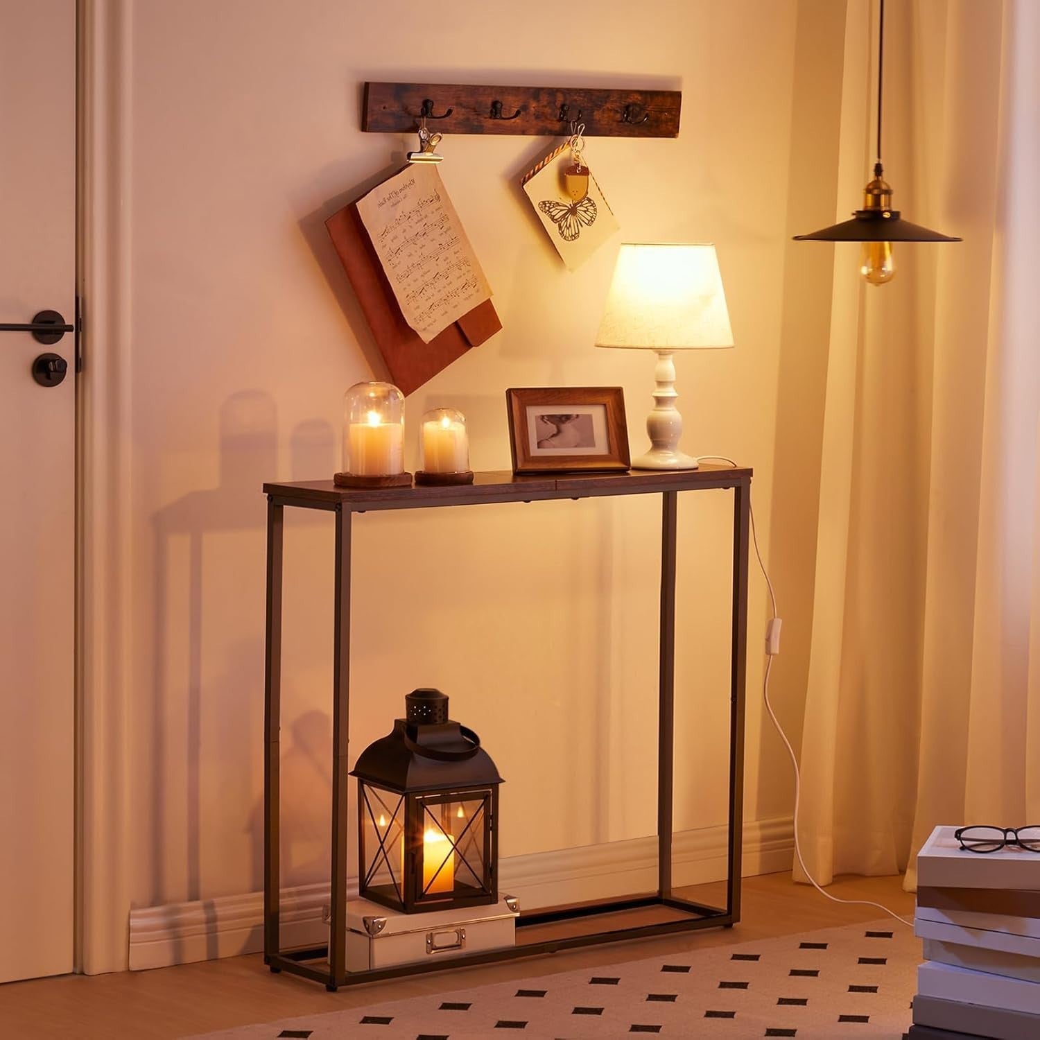 Slim Narrow Console Table with Adjustable Feet for Small Spaces