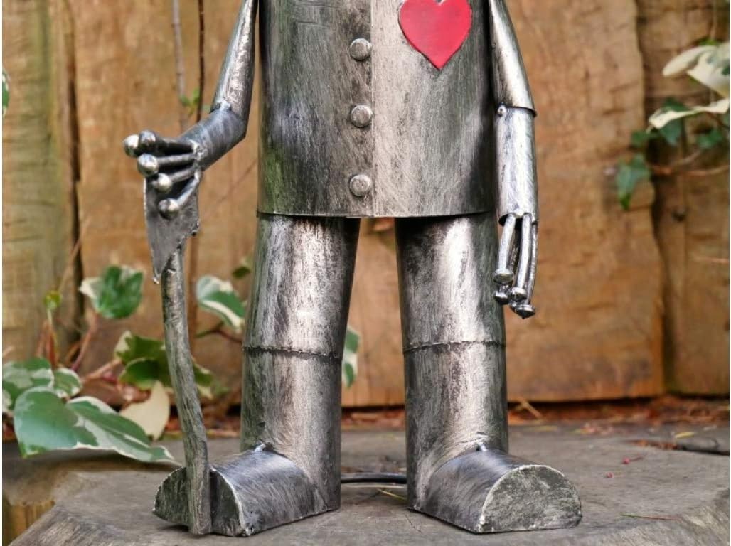 Tin Man Metal Garden Sculpture 41cm Outdoor Ornament with Heart & Axe Decor