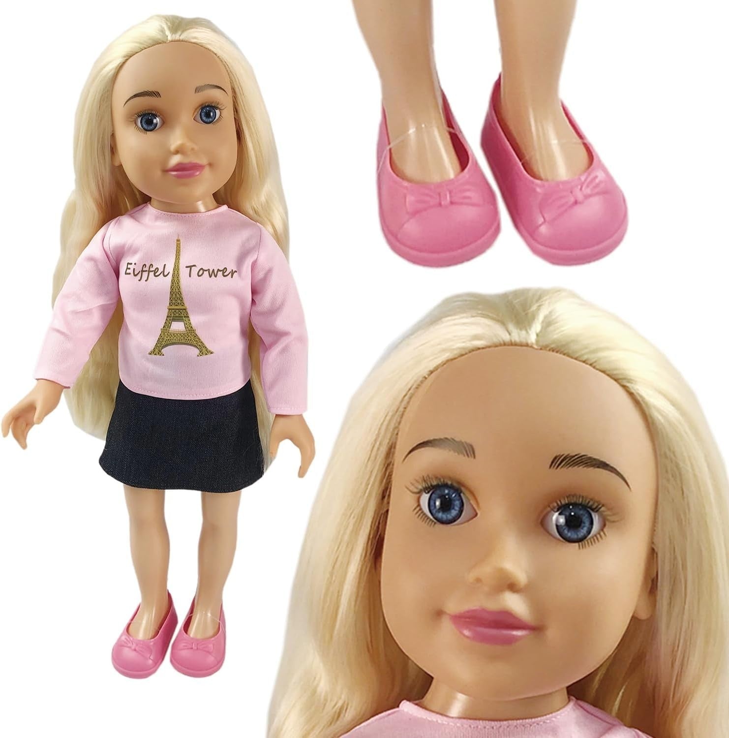 45cm Fashion Doll Blonde Styling Hair Removable Outfit Shoes