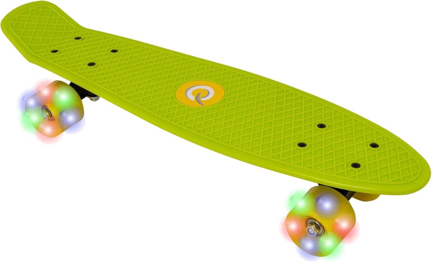 22" Lime Green Light-Up Penny Board | Kids Beginner Mini Cruiser Skateboard