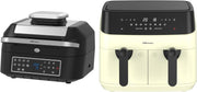 Cream Air Fryer Set Dual Drawer 9L + 6.3L Grill Temp Probe 60min