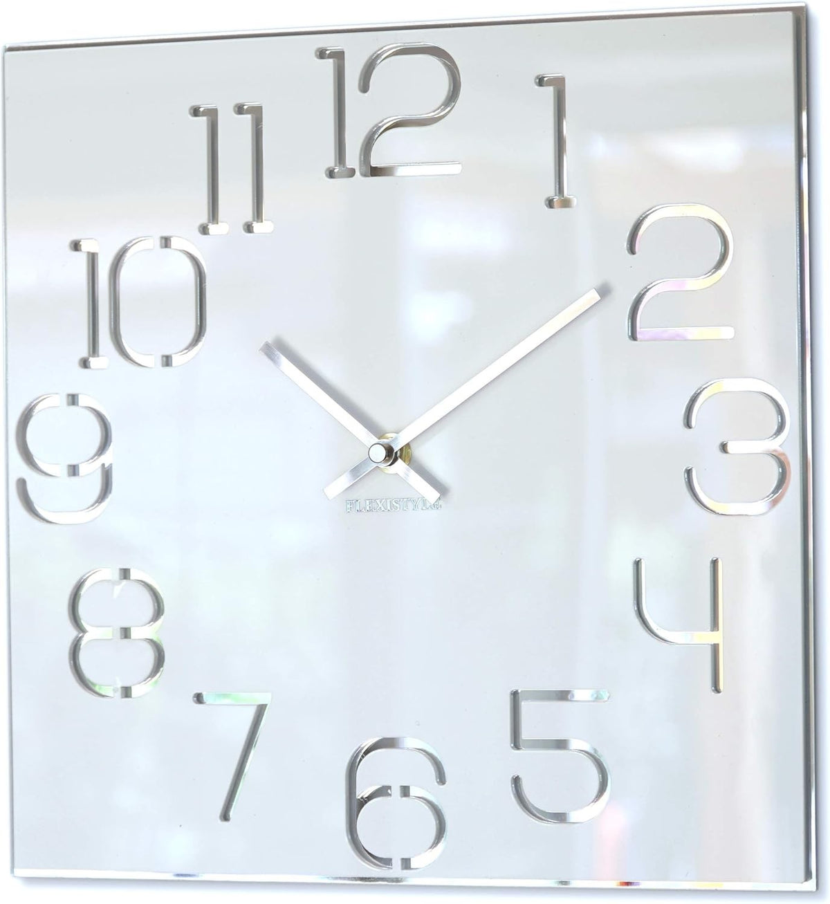 Modern Acrylic Wall Clock 30cm Silent Sweep White Square Timepiece
