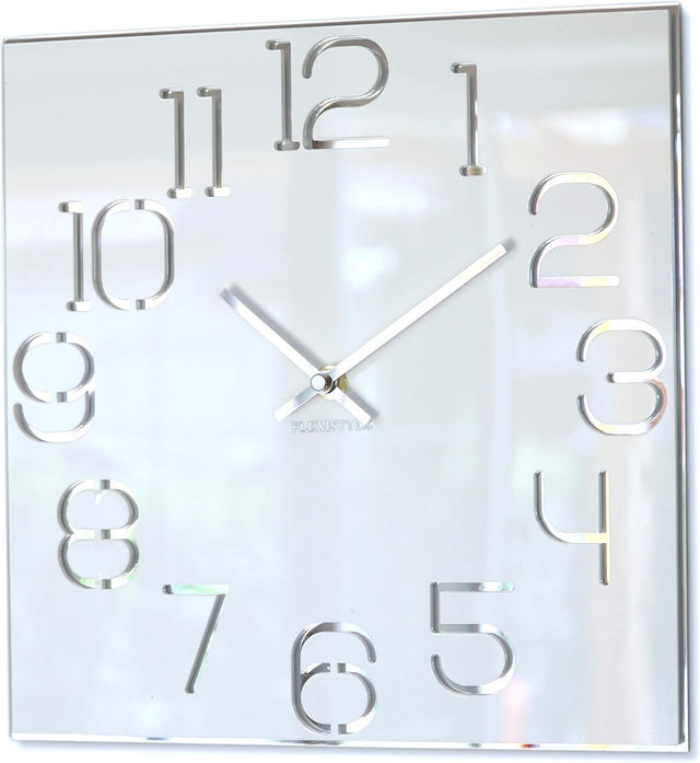 Modern Acrylic Wall Clock 30cm Silent Sweep White Square Timepiece