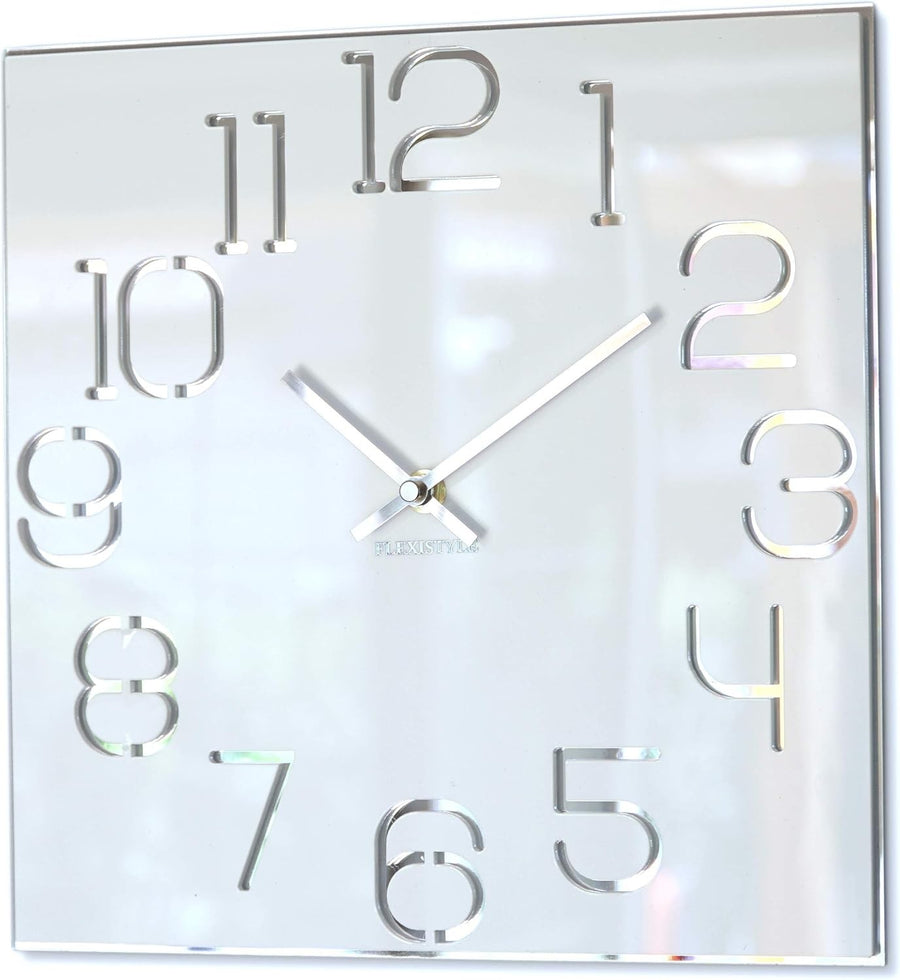 Modern Acrylic Wall Clock 30cm Silent Sweep White Square Timepiece