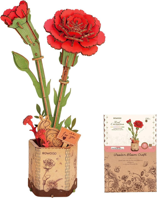 3D Wooden Flower Puzzle DIY Kit - Artificial Floral Model for Home Decor