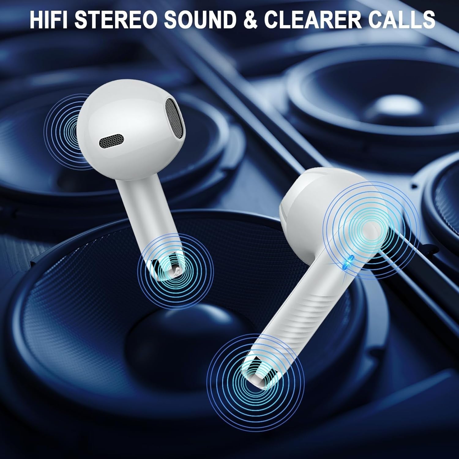 Bluetooth 5.4 Wireless Earbuds Deep Bass ENC Mic 40H Playtime IP7 Grey