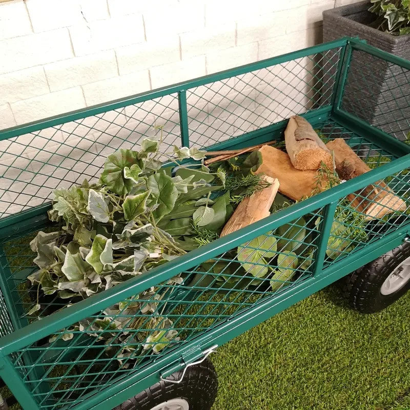 Heavy Duty Metal Garden Trolley Cart Truck Wheelbarrow with Handle