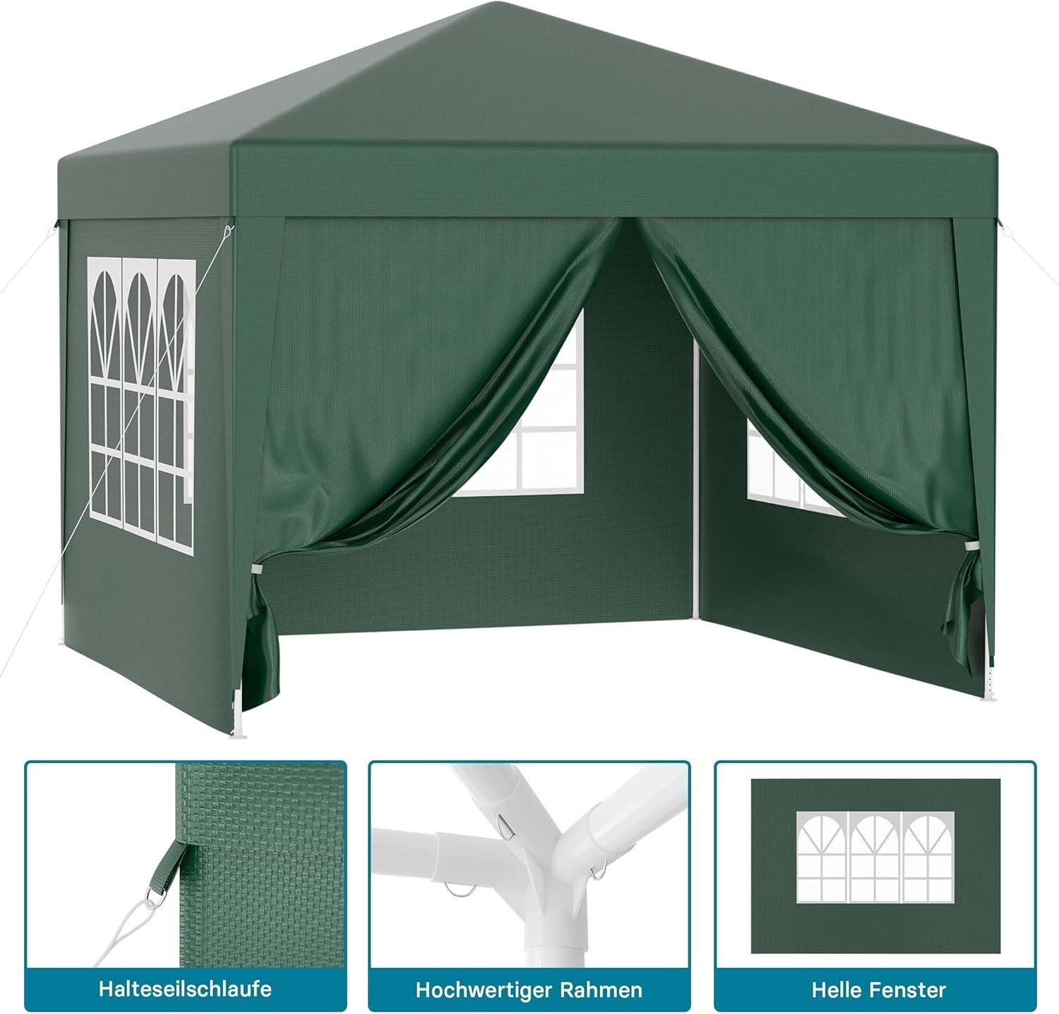 3x3m Green Pavilion Gazebo Party Tent Removable Sides UV50+ Garden Outdoor