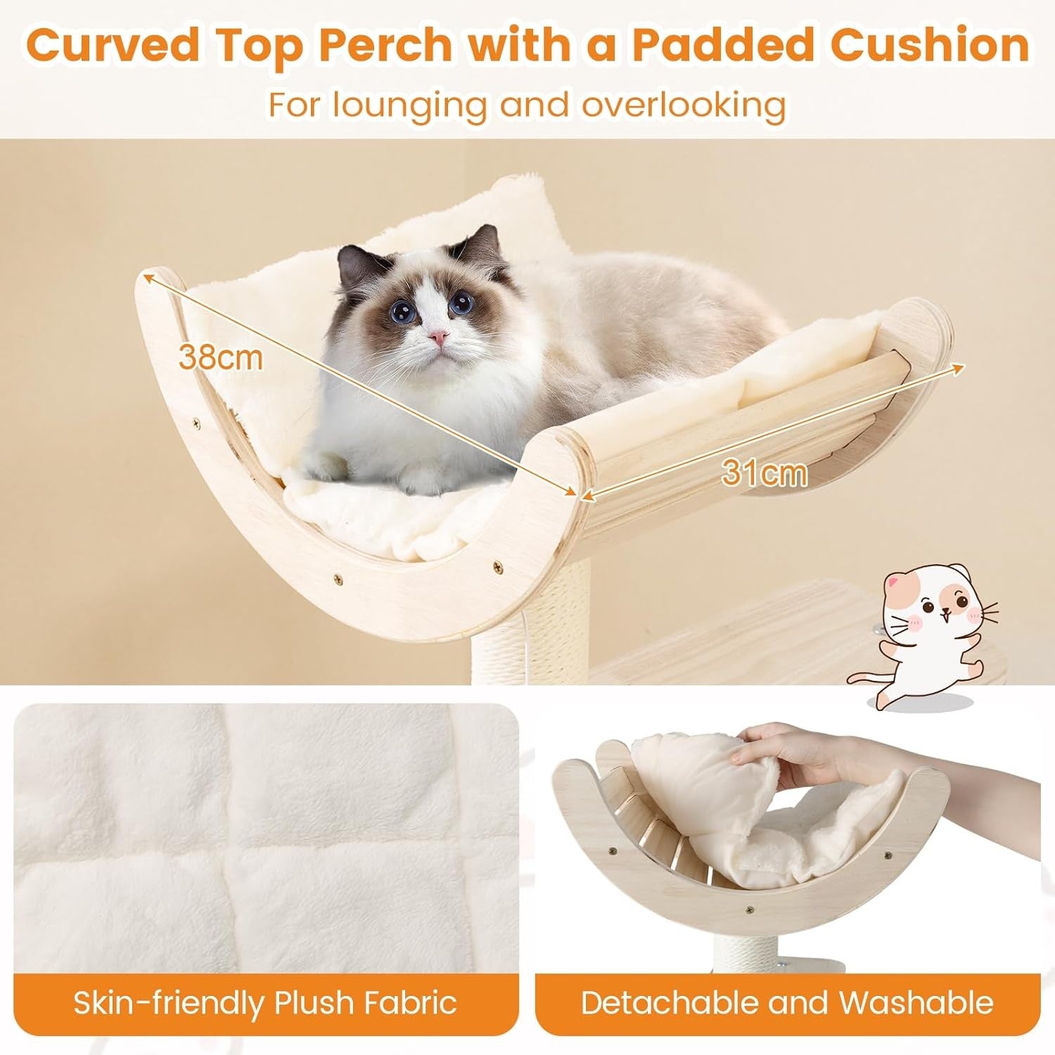 141cm Wooden Cat Tree Tower with Condo Scratching Posts Hammock Indoor