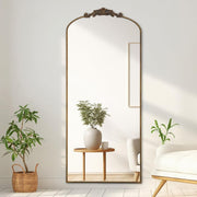 Large Arch Floor Mirror 180x76cm Ornate Bronze Full Body Leaning Wall