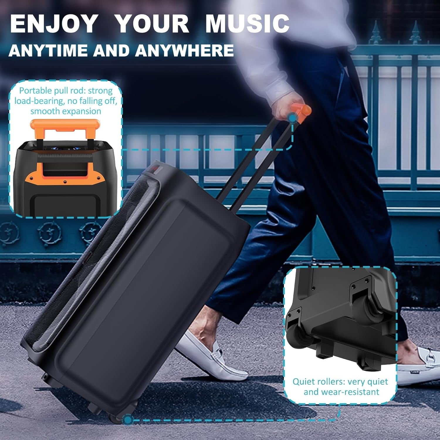 500W Bluetooth Karaoke Speaker with 2 Wireless Mics Trolley PA