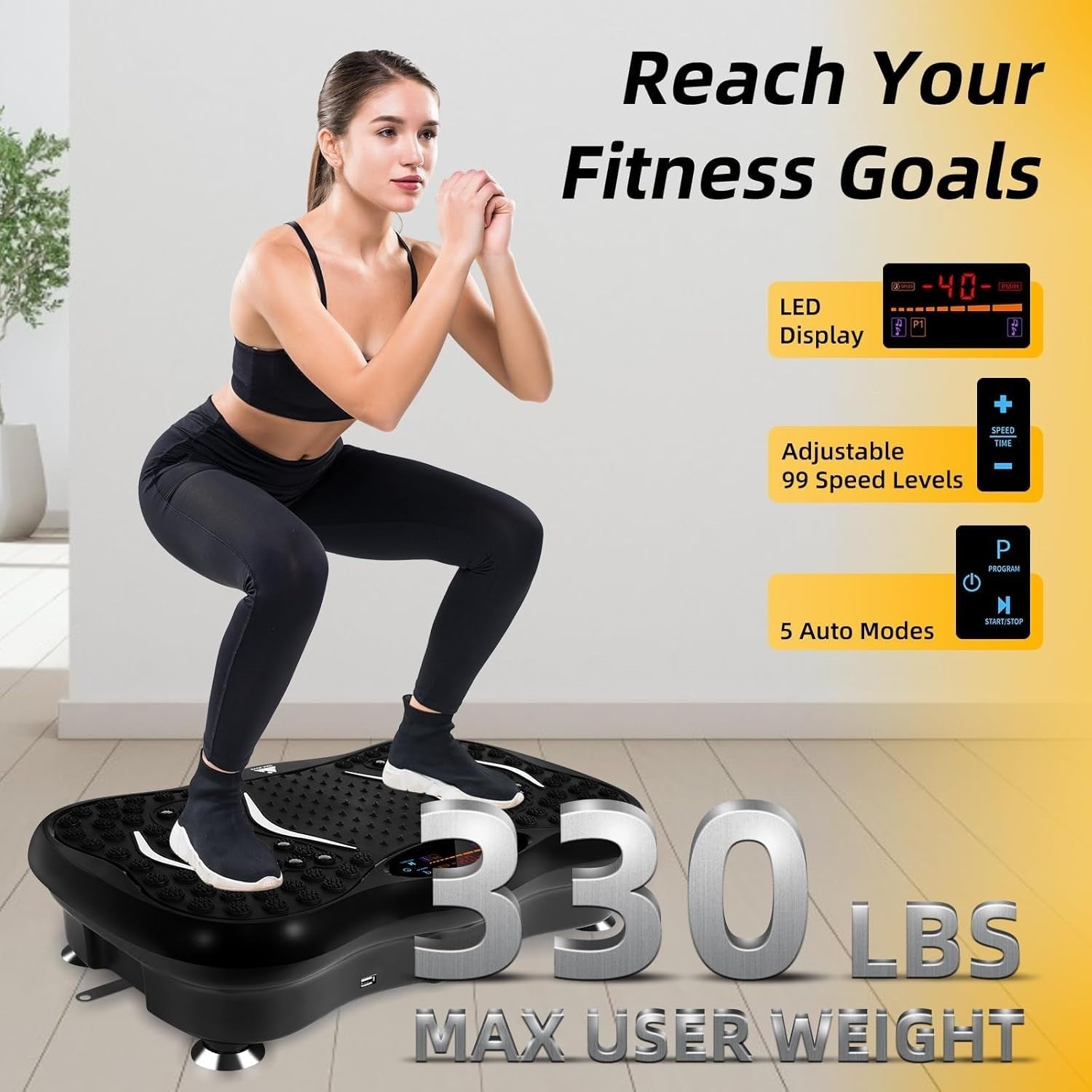 Vibration Plate Exercise Machine Bluetooth 99 Speeds Body Toning