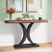 Rustic Narrow Console Table 30” Entryway Accent Table with Geometric Base