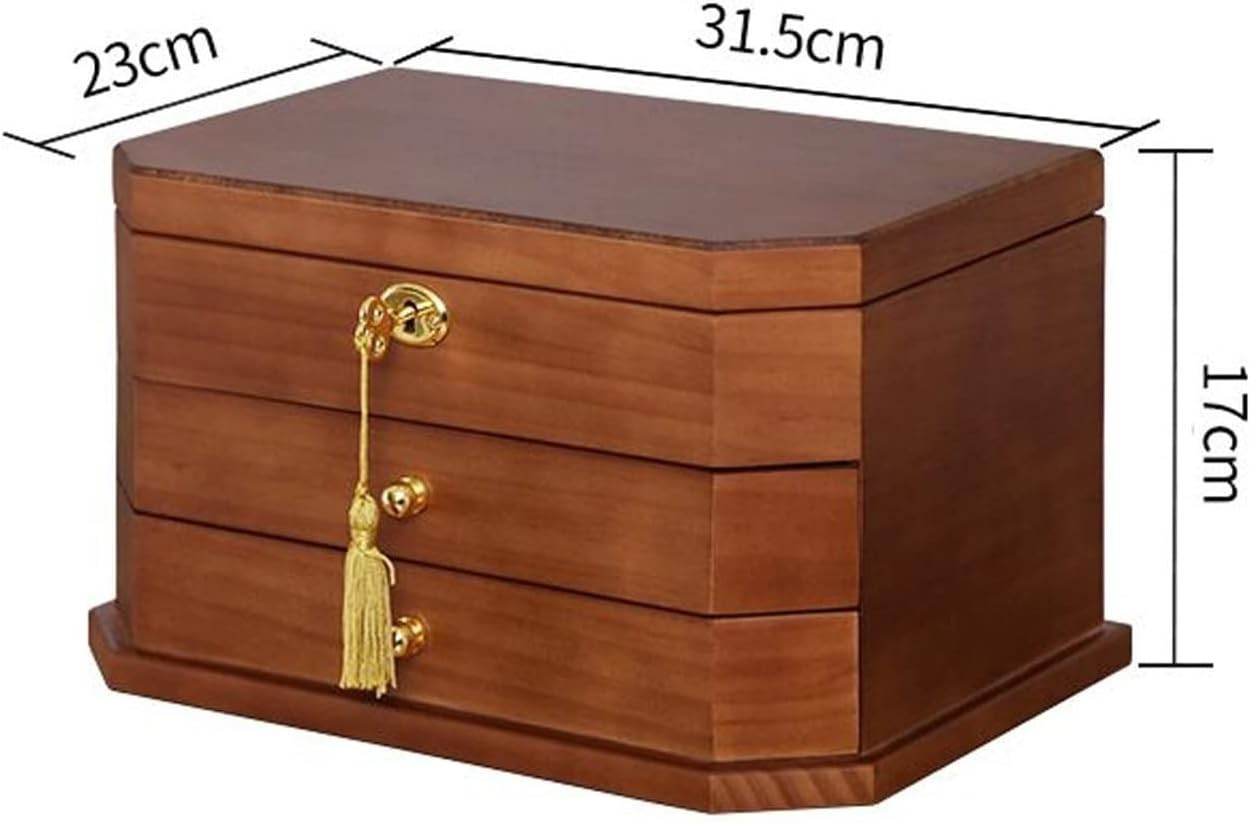 Extra Large Wooden Jewelry Box Combo Lock Velvet Organizer Cabinet