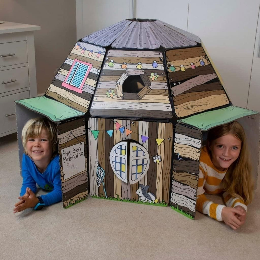 Kids Cardboard Playhouse Build Colour In Indoor Den w Periscope