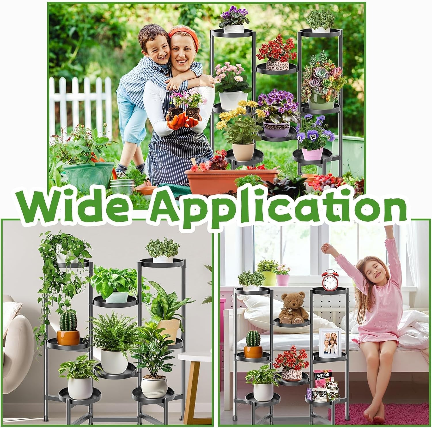 8 Tier Adjustable Metal Plant Stand Indoor Outdoor Tall Flower Display Rack