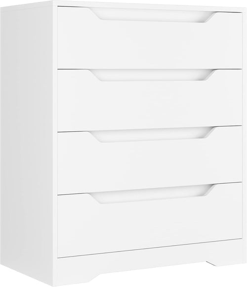 White Modern 4-Drawer Chest Storage Cabinet for Bedroom, Living Room