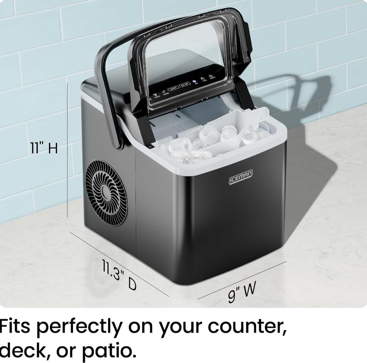 Portable Dual-Size Ice Maker Machine - Fast 9 Cubes in 7 Mins, 22lbs/Day