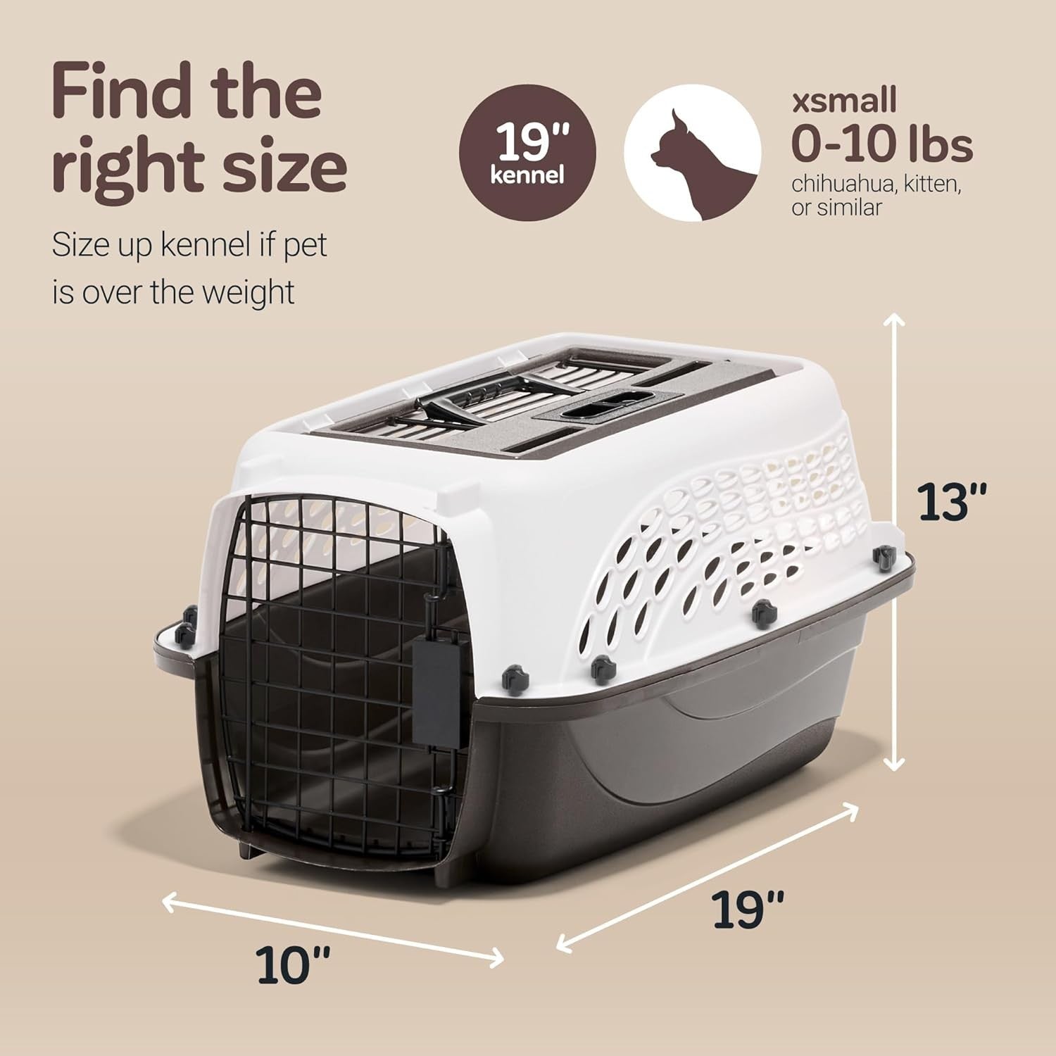 Top Load Cat Carrier 48x33x25cm Secure 2-Door Pet Travel Crate Lightweight