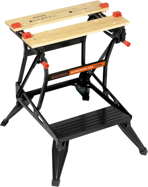 Dual-Height Folding Workbench with Steel Frame Clamp System & Anti-Slip Feet