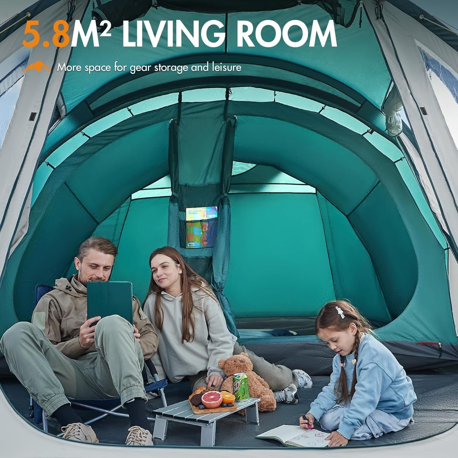 Green 4-5 Person Portal Luxury Camping Tent – Waterproof, Spacious