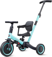 5 in 1 Toddler Tricycle Push Trike Balance Bike Parent Handle Blue