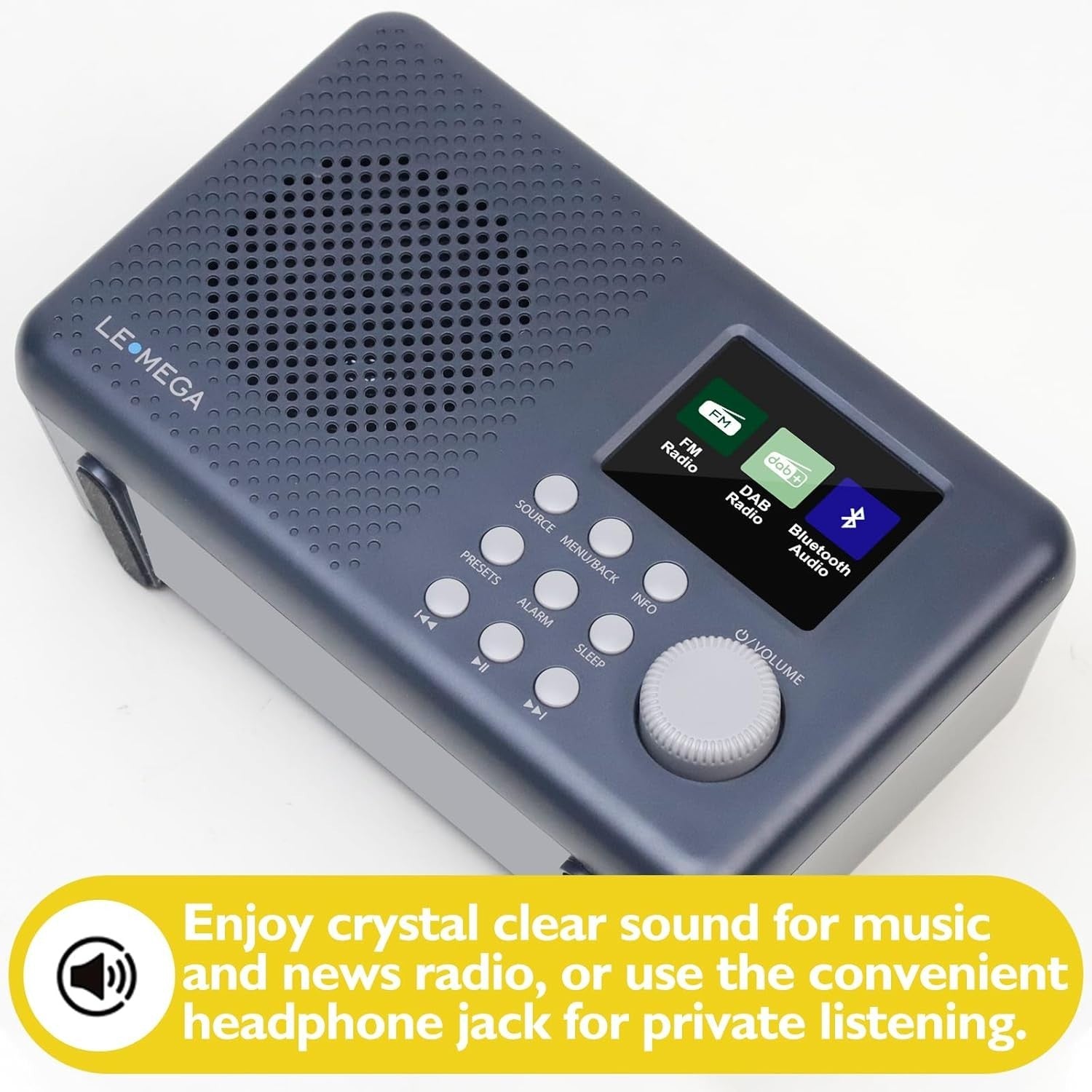 Portable DAB/DAB+ Bluetooth Radio FM USB Dual Alarm Colour Display