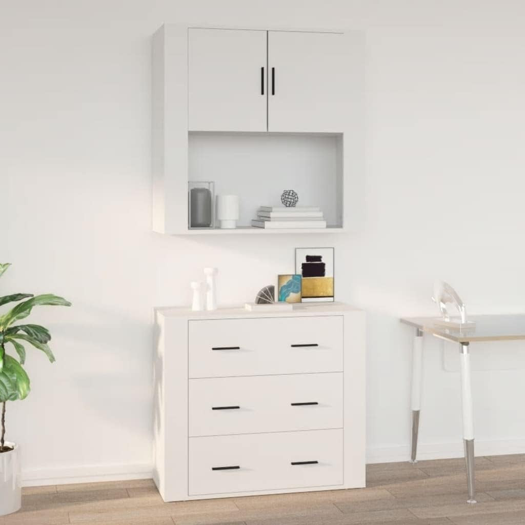 Wall Mounted White Storage Cabinet 33x80x80cm Durable Organiser