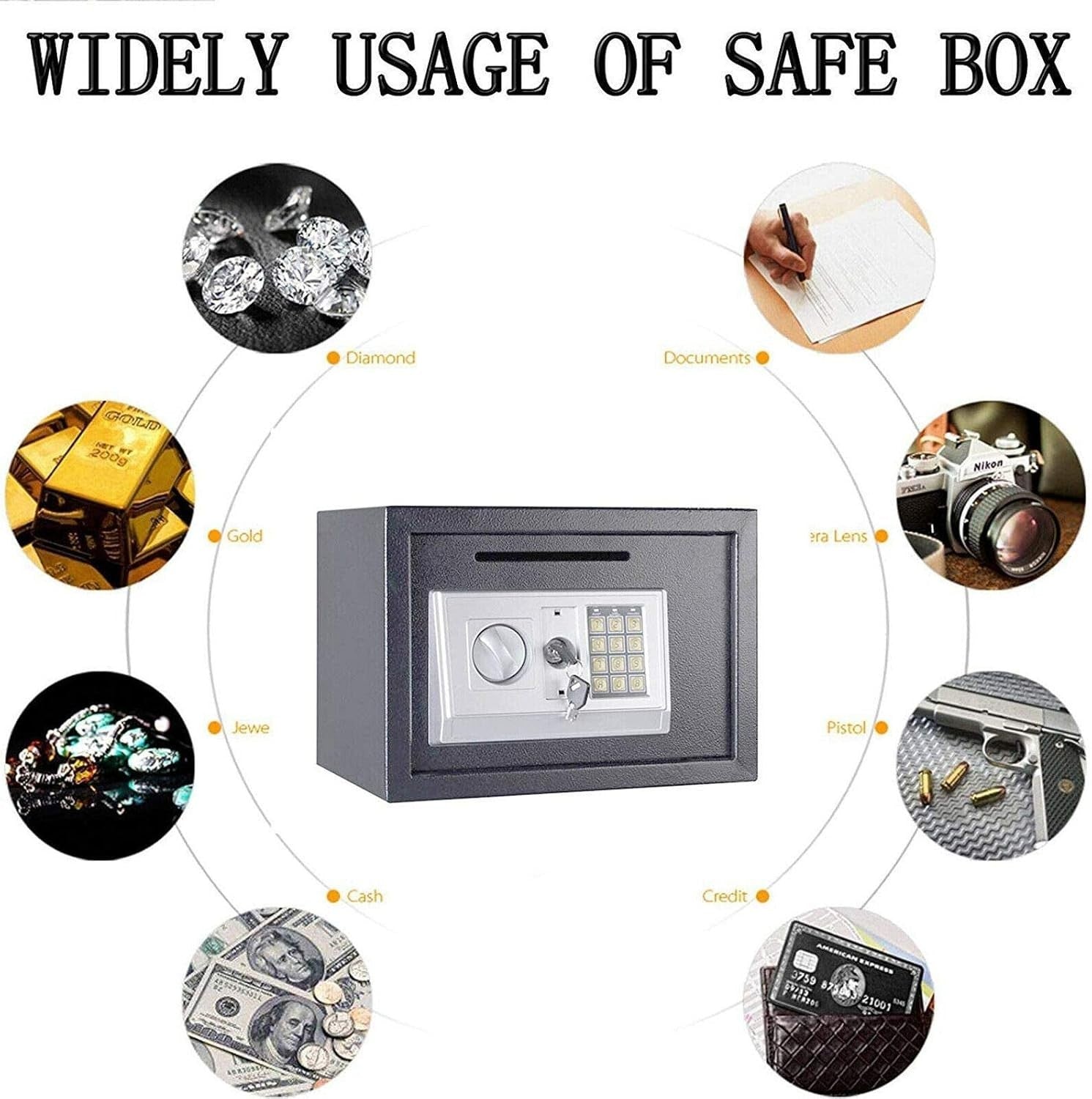 16L Digital Safe Box Electronic Keypad Security Cash Money Lock