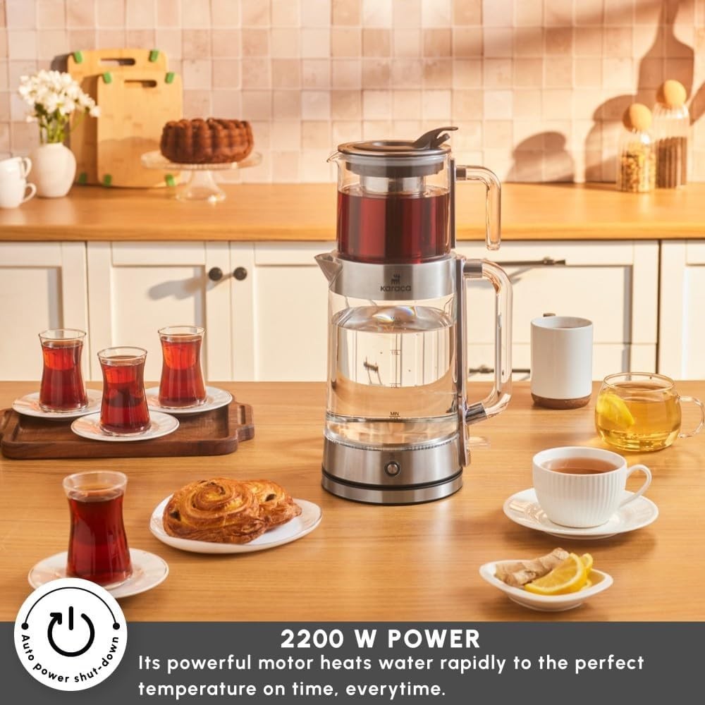 Electric Glass Tea Maker 2.8L 2200W Borosilicate Kettle Keep Warm