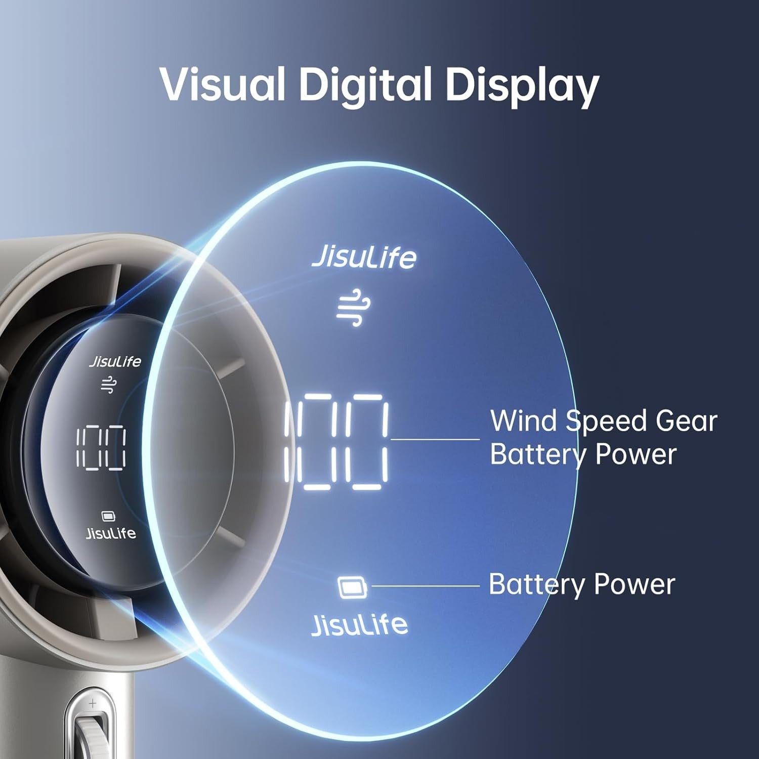 Portable Handheld Fan – 100-Speed Turbo Mini Air Cooler Brown Digital Display
