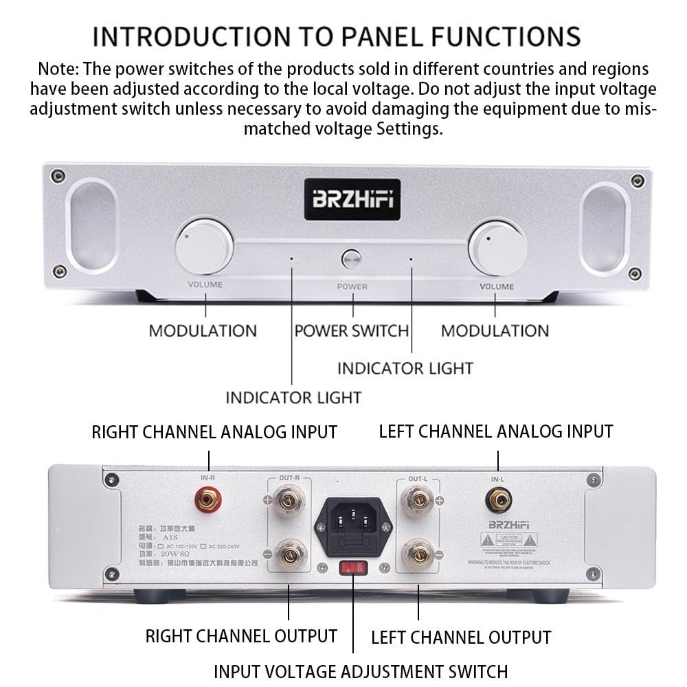Class A Stereo Power Amplifier 20W x2 HiFi Home Audio Silver