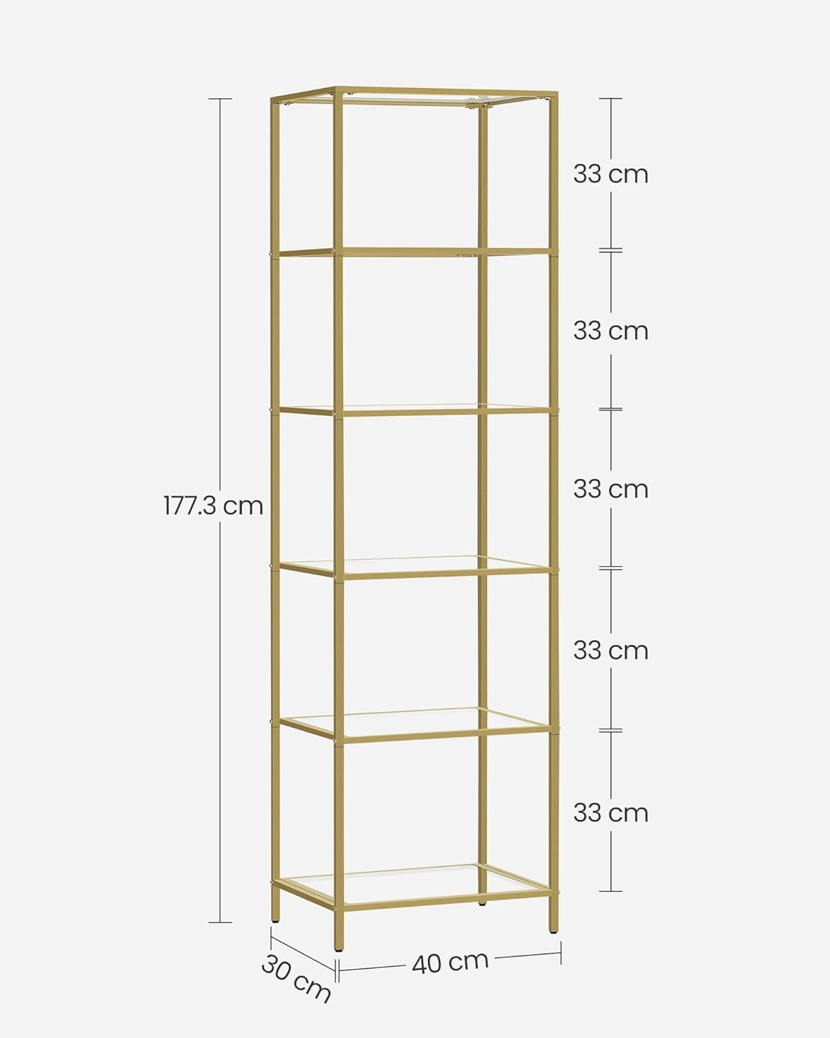 6-Tier Gold Glass Shelf Unit | Tall Luxury Display Rack for Living Room Office