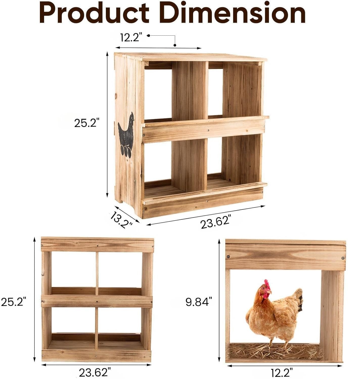 Wooden Chicken Nesting Box 4 Compartment Wall Mount