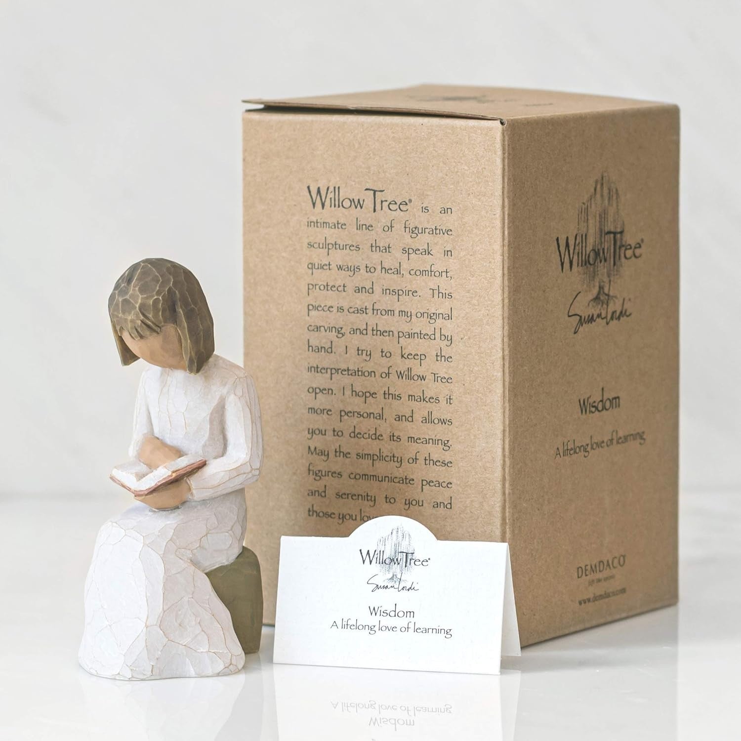 Wisdom Figurine Reading Woman 11cm Hand-Painted Resin Gift Ornament Decor