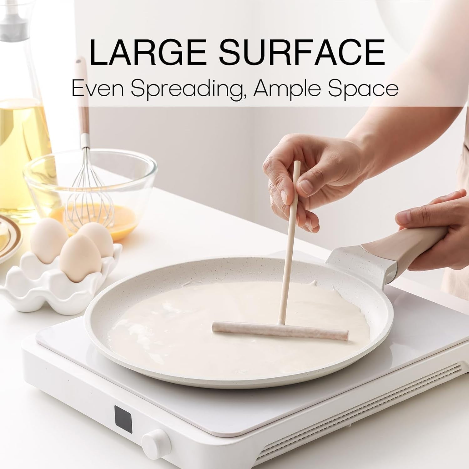 26 cm Kordisen White Non-Stick Crepe & Dosa Pan with Spreader