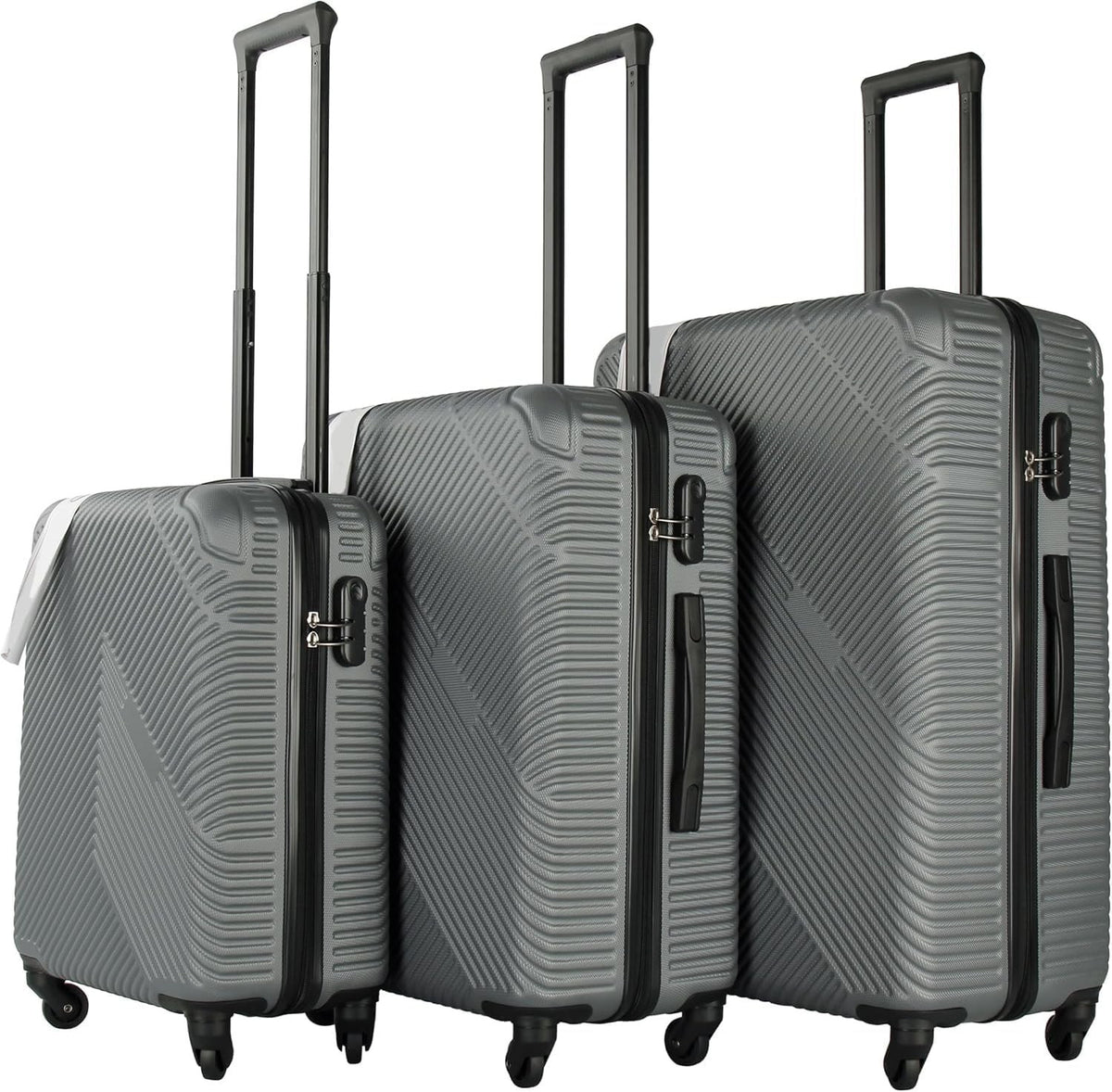3PC Hard Shell Luggage Set 20 24 28 Inch Spinner Wheels Lock Titanium