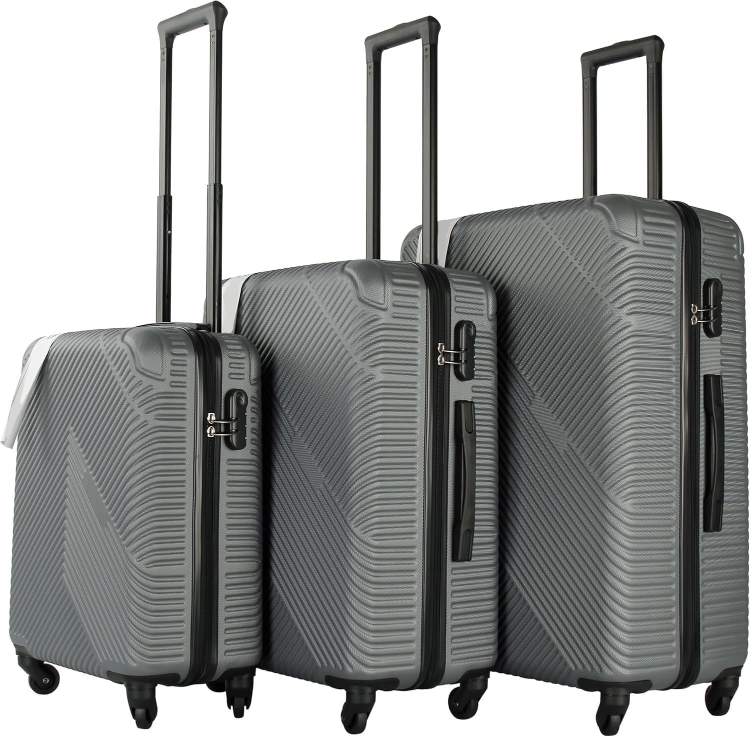 3PC Hard Shell Luggage Set 20 24 28 Inch Spinner Wheels Lock Titanium