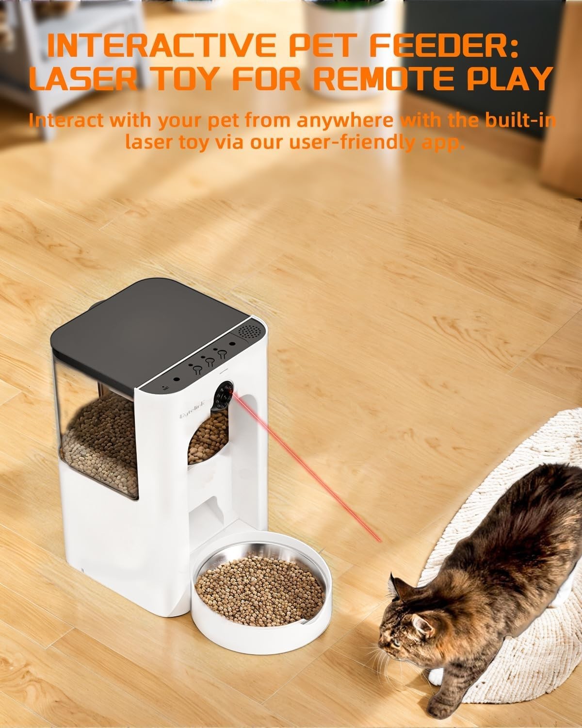Smart Cat Feeder Camera WiFi App Control 1080P HD 4L Auto Dispenser