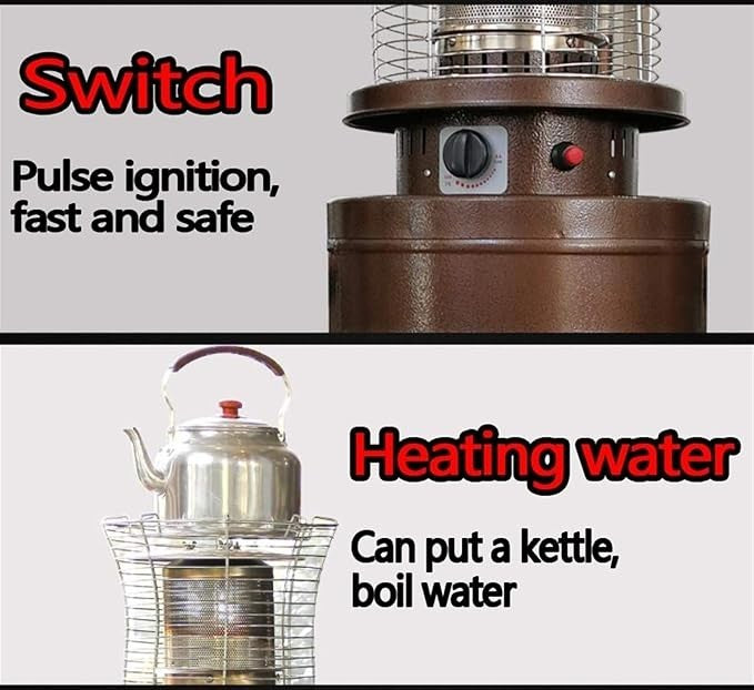 Outdoor Patio Heater 11kW Stainless Steel Gas Infrared Heat Lamp Portable