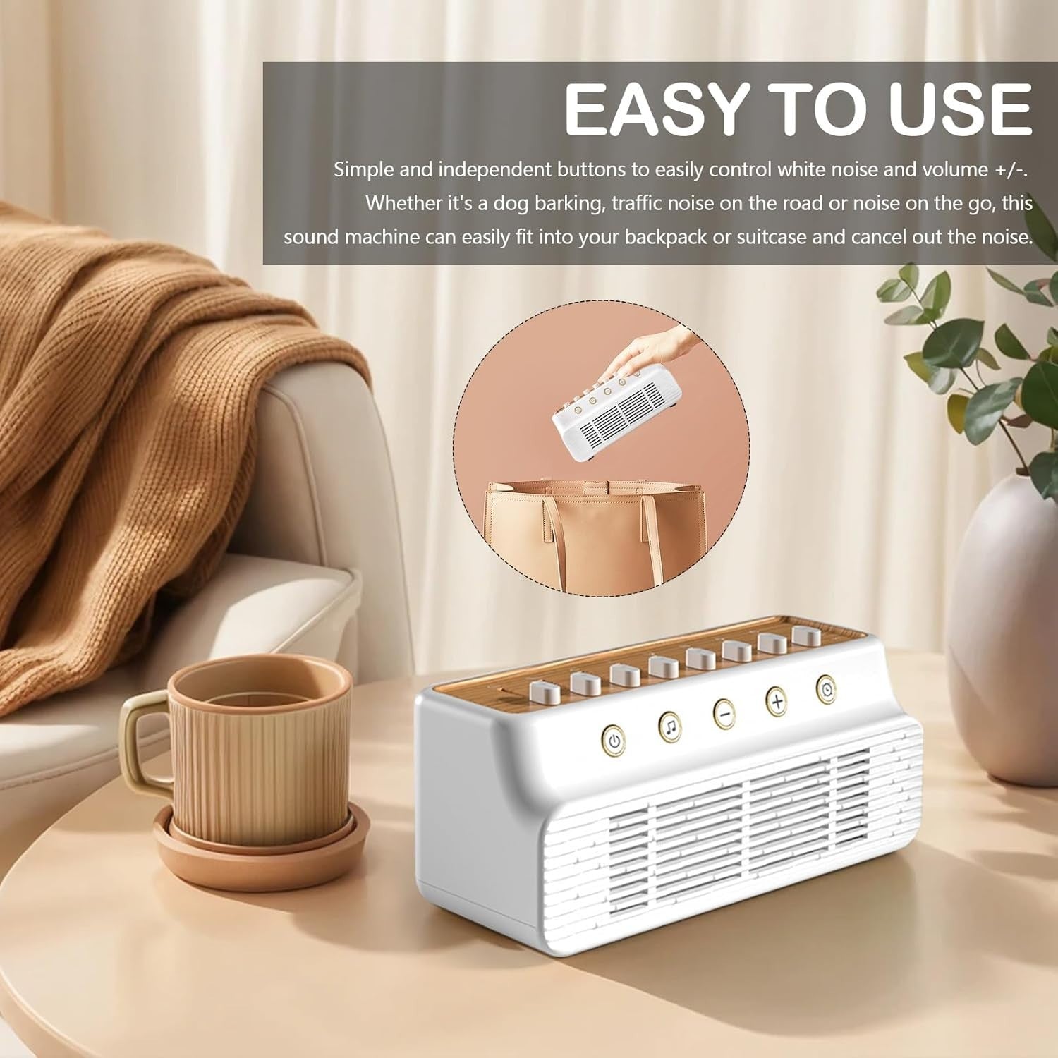 White Noise Machine for Sleep & Relaxation – 8 Nature Sounds, Night Light, Timer
