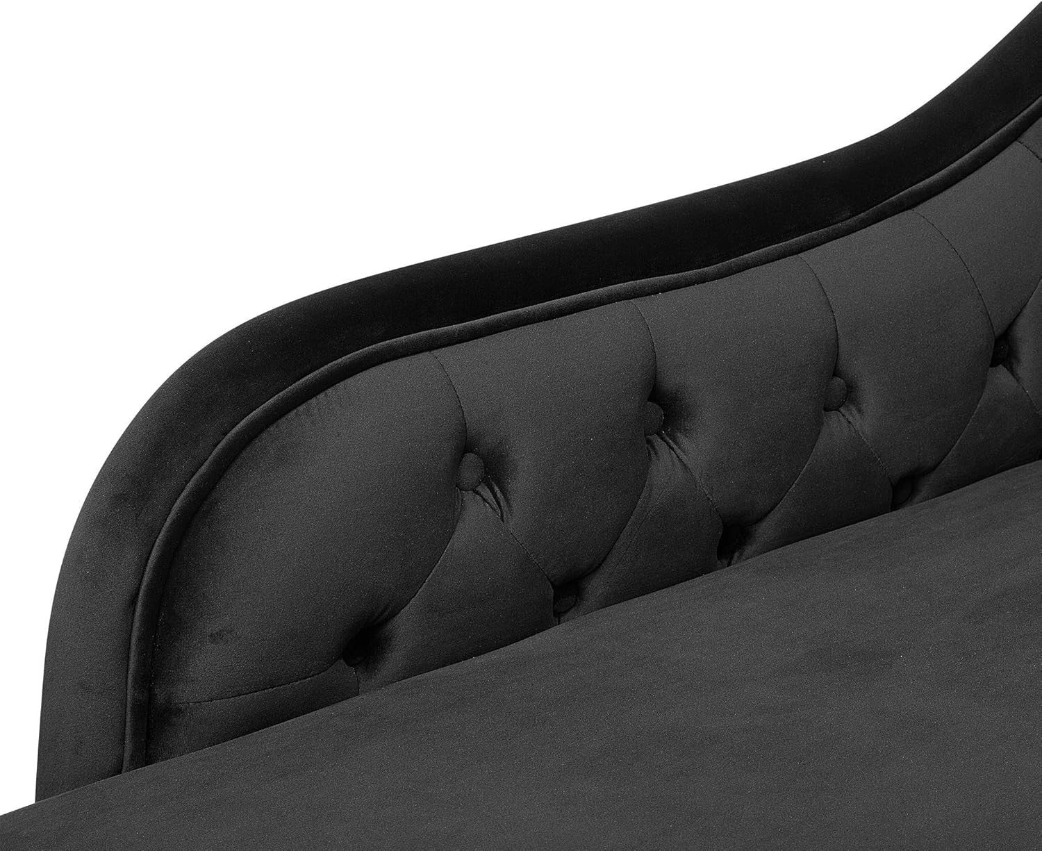 Luxury Velvet Chaise Lounge Black Right-Hand Tufted Sofa Bed 169cm Chesterfield