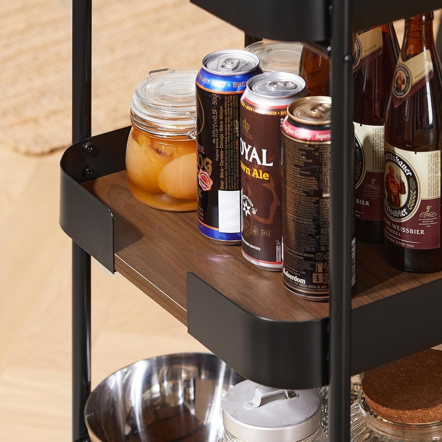 3 Tier Kitchen Serving Trolley Bar Cart Rolling Storage Handles Wheels