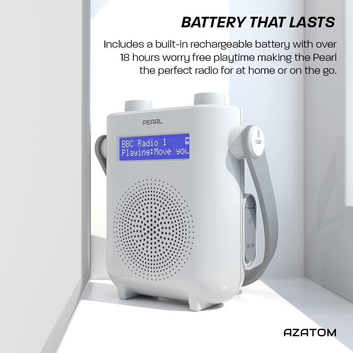 Waterproof DAB/DAB+ FM Shower Radio with Bluetooth & Rechargeable Battery