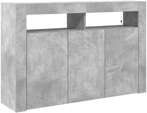 Modern Concrete Grey Sideboard LED Cabinet Storage Unit 116cm Dining Room