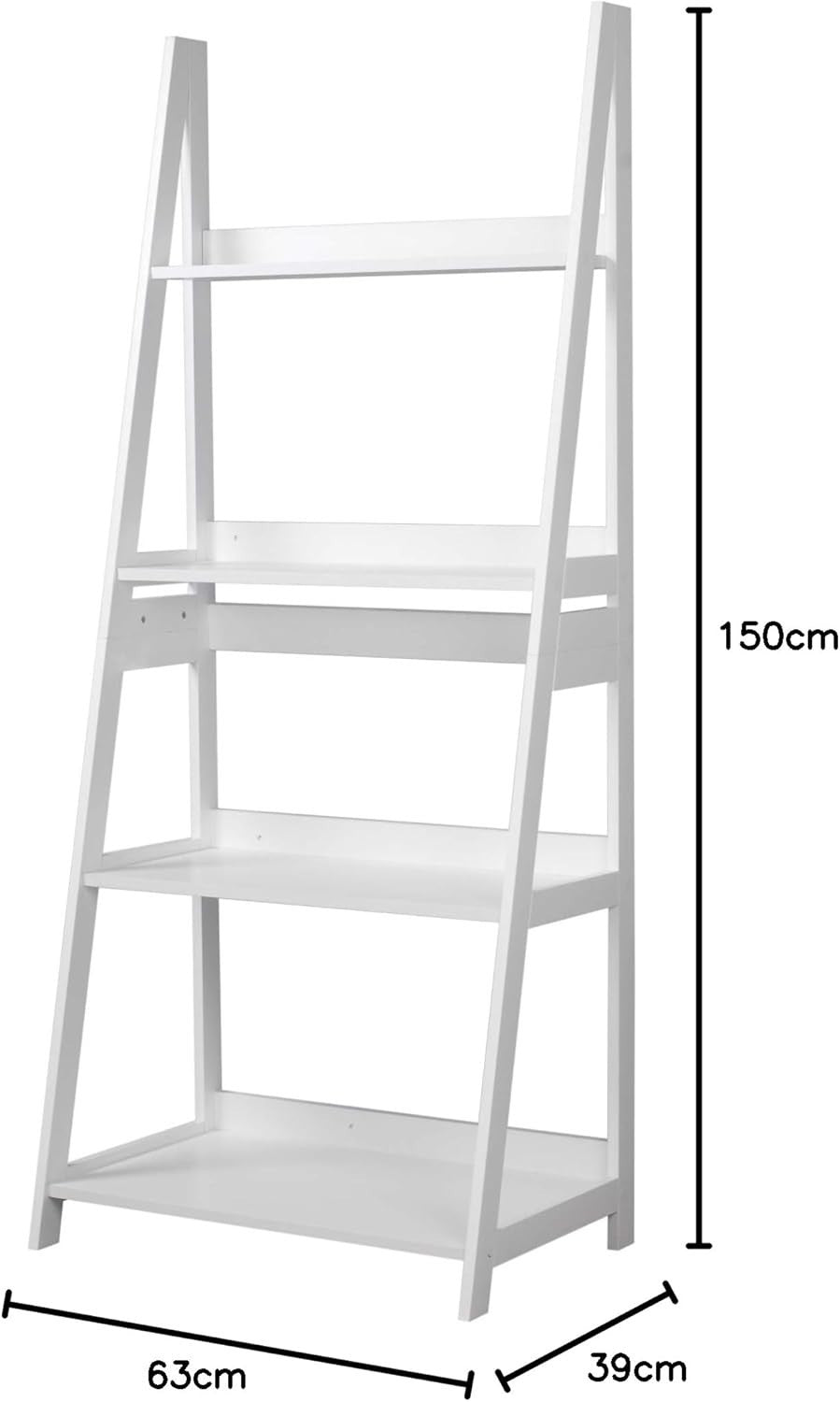 4 Tier Wooden Ladder Shelf Storage Display Unit Bedroom Living Room White