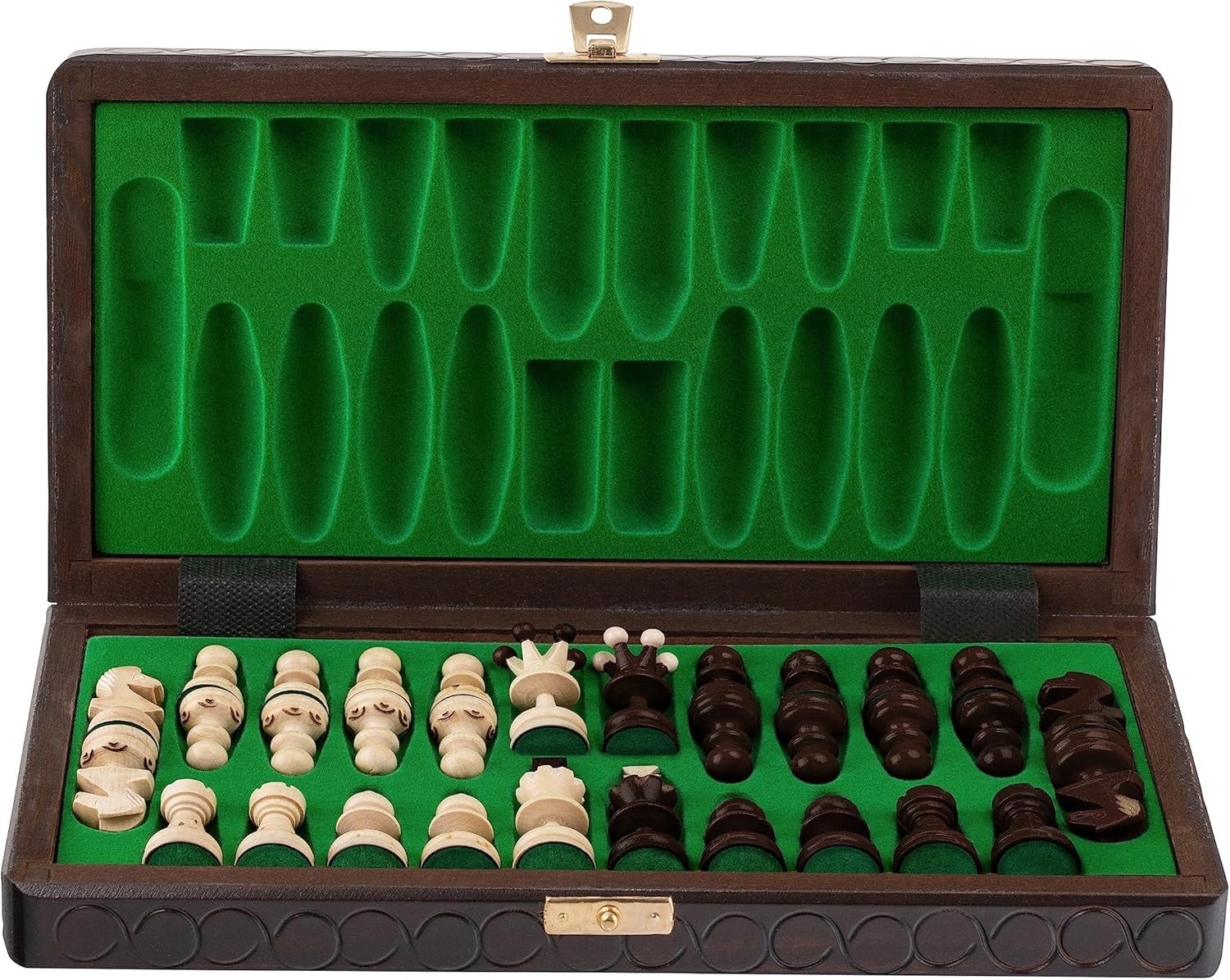 35cm Handcrafted Wooden Chess Set | Foldable Board | Classic Travel Set for Adul