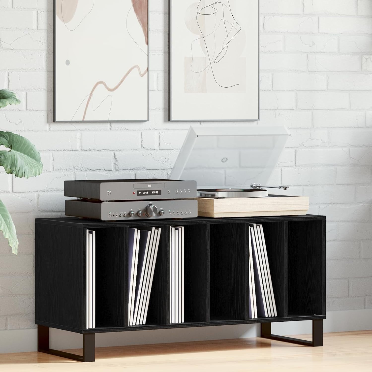 Black Oak Media Storage Cabinet – DVD Organizer & TV Console, Durable