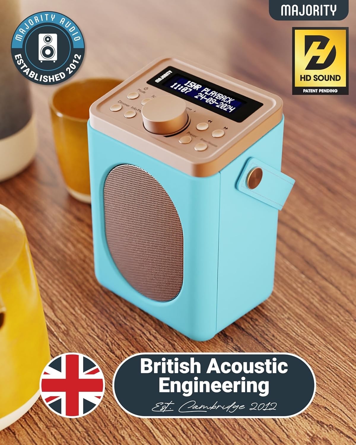Portable DAB+ FM Radio Bluetooth | 15H Battery | Dual Alarm Duck Egg