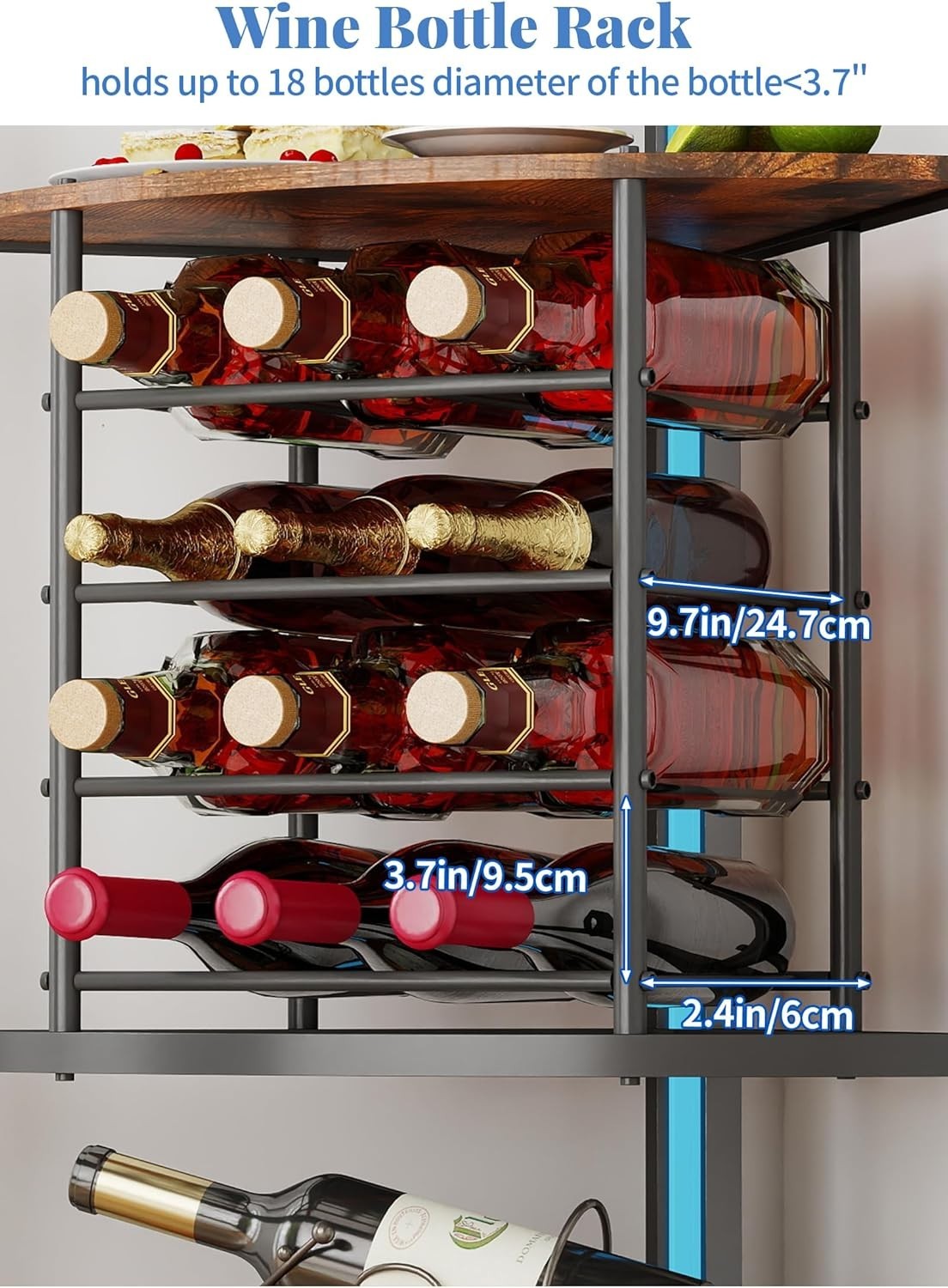 6-Tier Corner Wine Rack with LED Lighting | Bottle & Glass Storage Home Bar